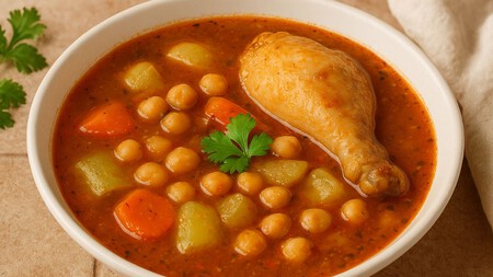Sopa de pollo con verduras